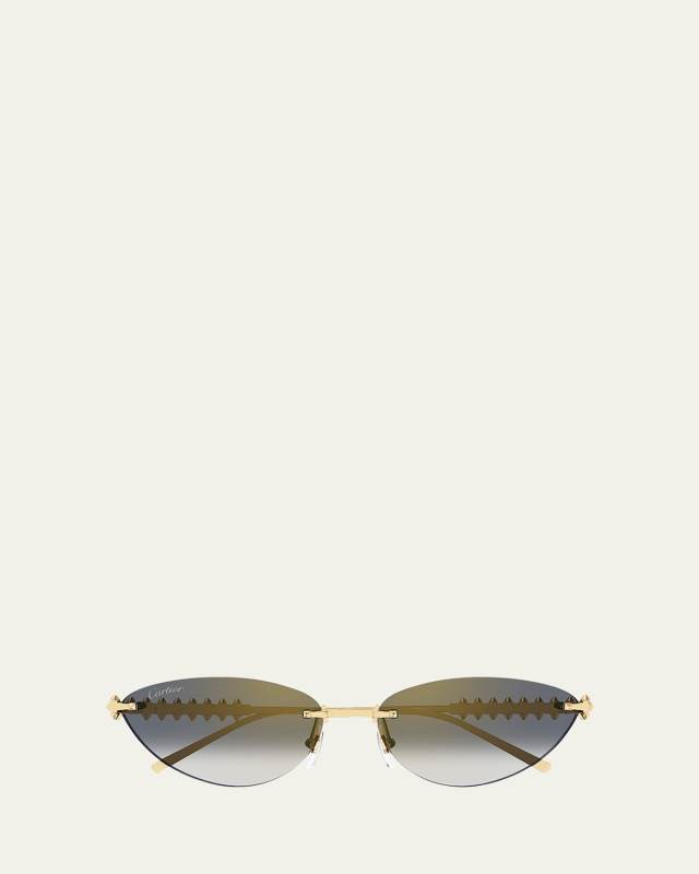 Rimless Metal Cat-Eye Sunglasses